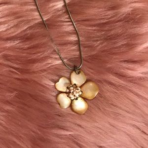 EXPRESS Cream Flower charm w/ Silver tone Necklace